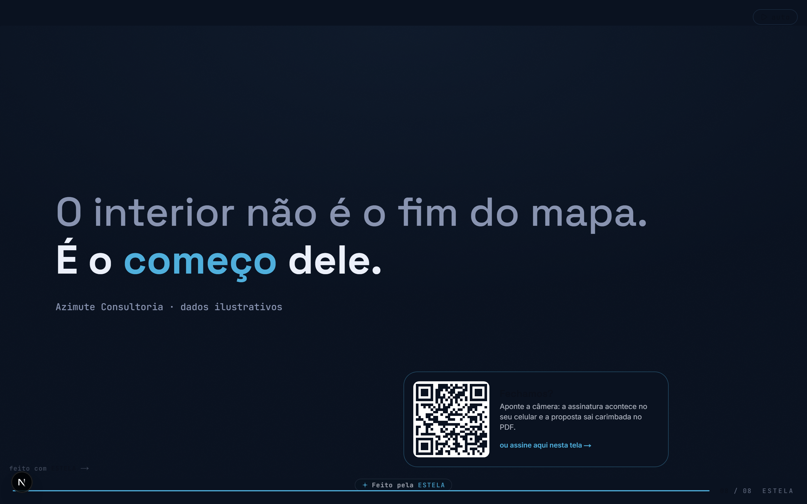 Last slide of the proposal with the signing panel: QR code and the closing invitation